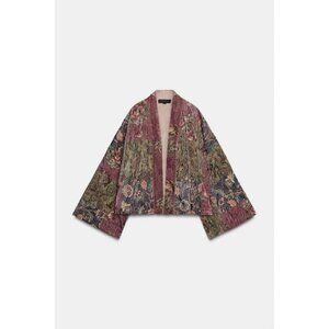 ZARA FLORAL PRINT VELVET KIMONO